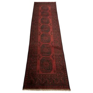 290 x 80cm Hand Knotted Color Afghan Akche Wool Runner Rug
