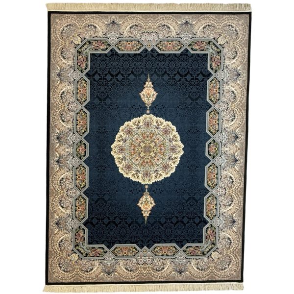 350 x 250cm Persian Navy Kirman Floral Rug