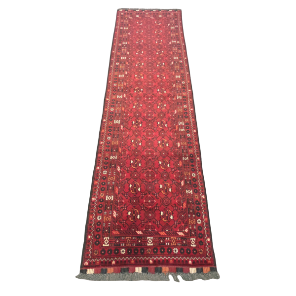 283cm x 75cm Hand Knotted Afghan Turkmen Wool Runner Rug