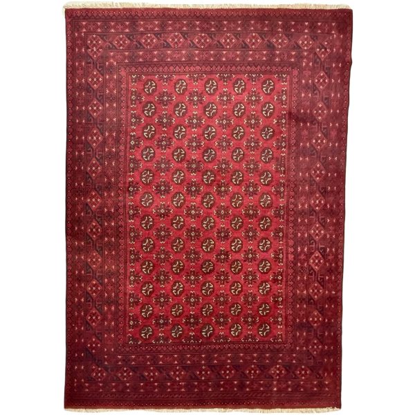 280cm x 192cm Hand-Knotted Red Afghan Wool Akche Rug