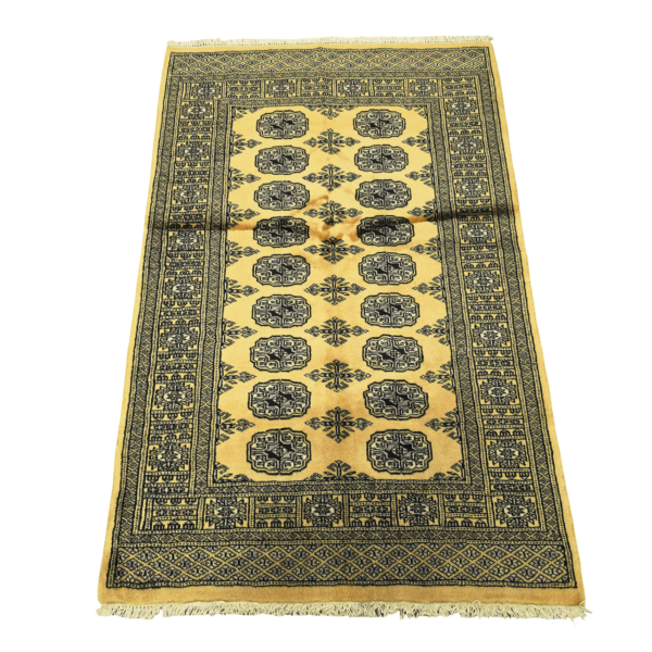 148cm x 92cm Hand Knotted Yellow Karachi Bokhara – Wool Rug