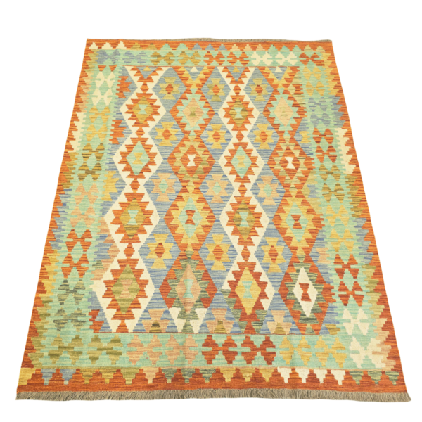 196cm x 153cm Hand Woven Afghan Kilim Rug