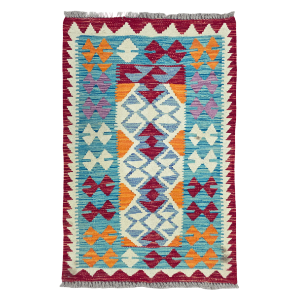 102cm x 87cm Hand Woven Afghan Kilim Rug