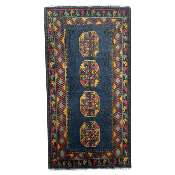 189cm x 98cm Hand-Knotted Color Afghan Akche - Wool Rug