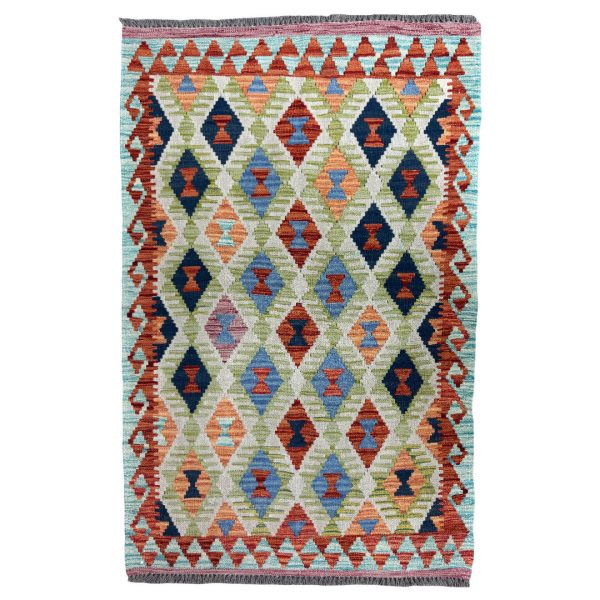 160cm x 102cm Hand-Woven Afghan Kilim Rug
