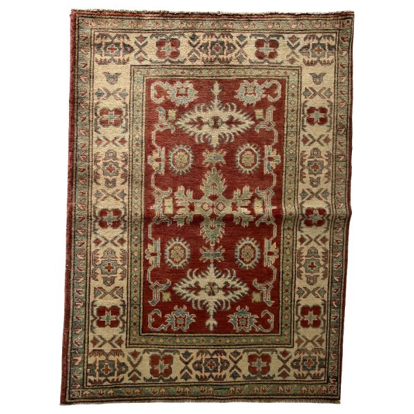 138cm x 105cm Hand-Knotted Afghan Kazak – Wool Rug