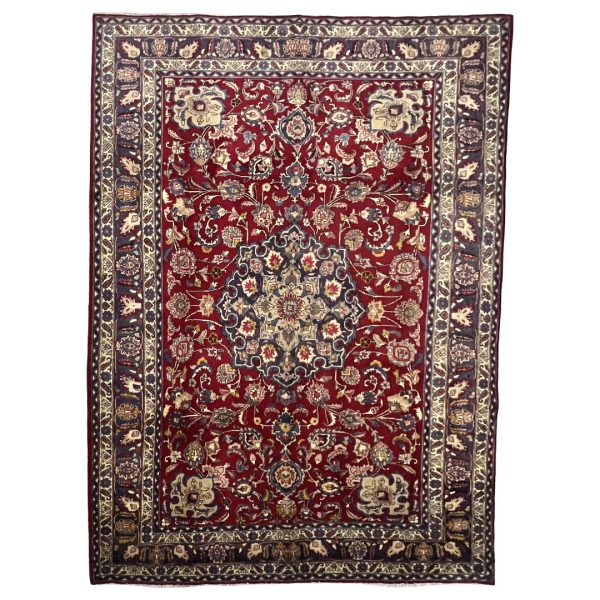 295cm x 195cm Hand-Knotted Persian Floral Mashad – Wool Rug