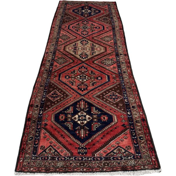 275cm x 96cm Hand-Knotted Persian Hamadan Geometric Runner