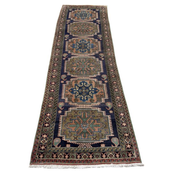 340cm x 97cm Hand-Knotted Persian Caucasian Geometric Runner