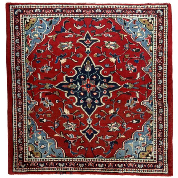 115cm x 110cm Small Hand Knotted Persian Hamadan Dining Rug