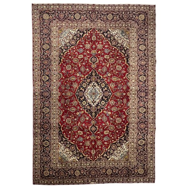 310cm x 200cm Hand-Knotted Persian Kashan Floral Medallion Rug