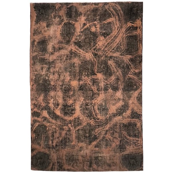 315 × 211cm Abstract Ultra Vintage Hand Knotted Persian Rug – Copper & Charcoal Design