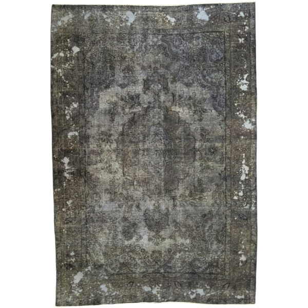 304 x 198cm Luxury Hand Knotted Persian Vintage Rug – Aged Graphite Grey